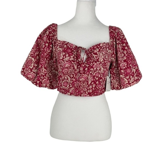 Japna India Red & Pink Floral Top 100% Cotton Size M Party Boho Barbie - Picture 2 of 13